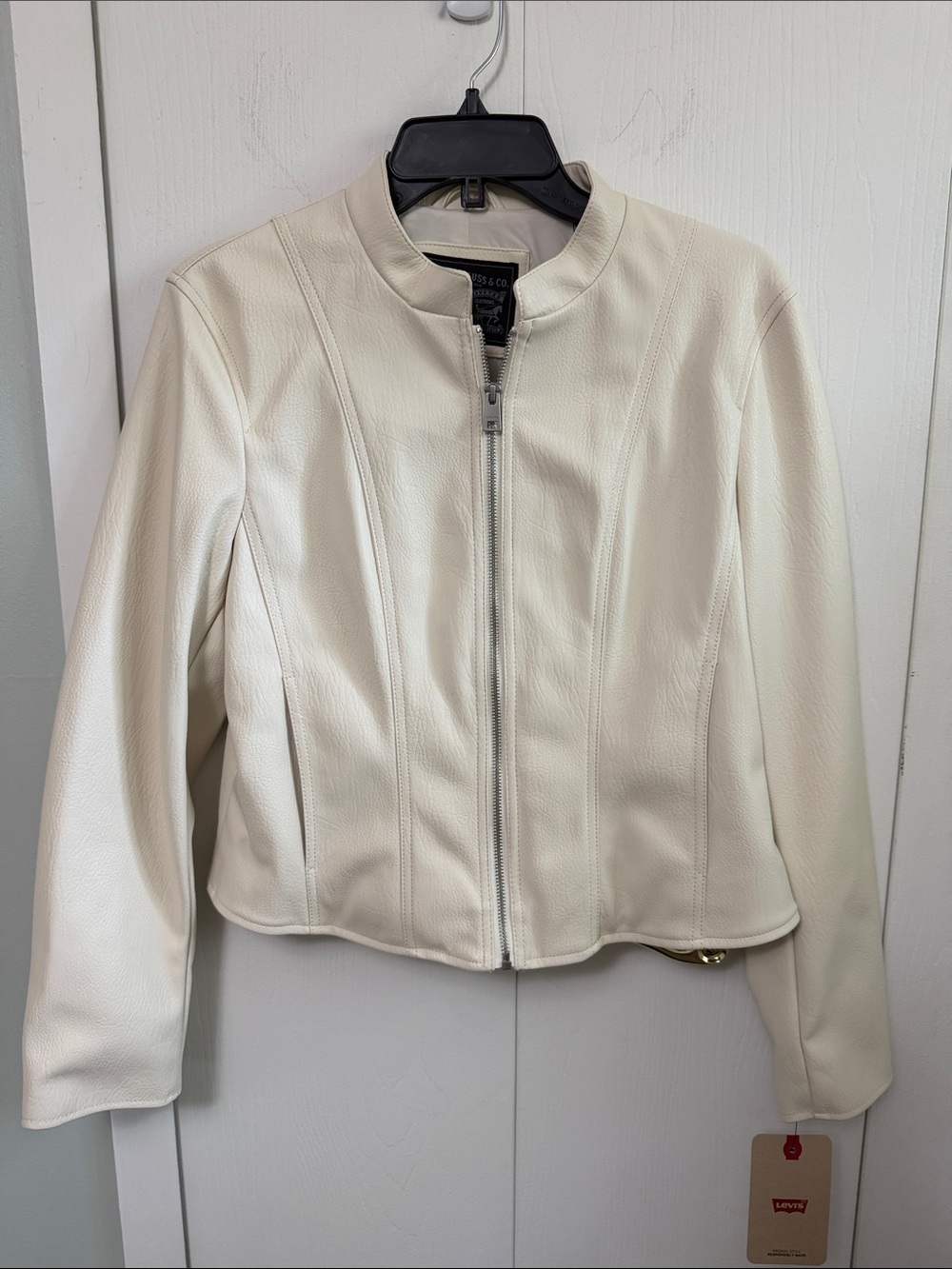 Levi's Women's Off-White Zip-Front Faux Leather Jacket